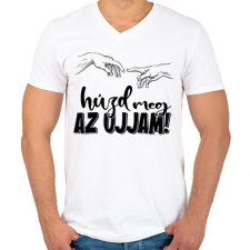 PRINTFASHION Húzd meg az ujjam - fekete - Férfi V-nyakú póló - Fehér férfi póló