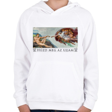 PRINTFASHION Húzd meg az ujjam! - Gyerek kapucnis pulóver - Fehér
