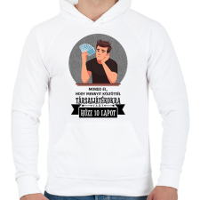 PRINTFASHION Hűzz 10 lapot - Férfi kapucnis pulóver - Fehér férfi pulóver, kardigán