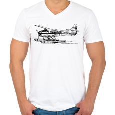 PRINTFASHION hydroplane airplane - Férfi V-nyakú póló - Fehér