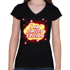 PRINTFASHION I am limited edition - Női V-nyakú póló - Fekete