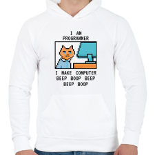 PRINTFASHION I am programmer (black) - Férfi kapucnis pulóver - Fehér férfi pulóver, kardigán
