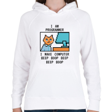 PRINTFASHION I am programmer (black) - Női kapucnis pulóver - Fehér