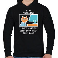 PRINTFASHION I am programmer (white) - Férfi kapucnis pulóver - Fekete férfi pulóver, kardigán