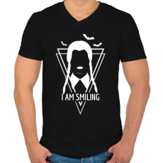PRINTFASHION I am smiling - white - Férfi V-nyakú póló - Fekete
