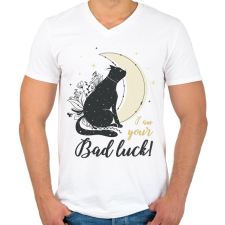 PRINTFASHION I am your bad luck - Férfi V-nyakú póló - Fehér férfi póló