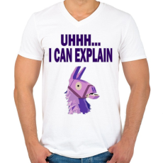 PRINTFASHION I CAN EXPLAIN - Férfi V-nyakú póló - Fehér