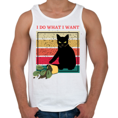 PRINTFASHION I do what I want - feliratú vicces cicás póló grafika. - Férfi atléta - Fehér