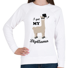 PRINTFASHION I got my dipllama - Női pulóver - Fehér