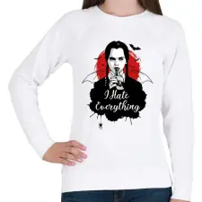 PRINTFASHION i hate everything - Női pulóver - Fehér női pulóver, kardigán