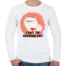 PRINTFASHION I HATE VALENTINE DAY - Férfi hosszú ujjú póló - Fehér