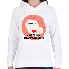PRINTFASHION I HATE VALENTINE DAY - Női kapucnis pulóver - Fehér