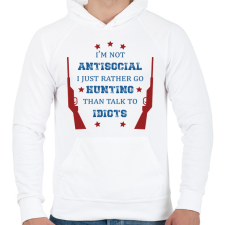 PRINTFASHION I just rather go hunting - Férfi kapucnis pulóver - Fehér férfi pulóver, kardigán