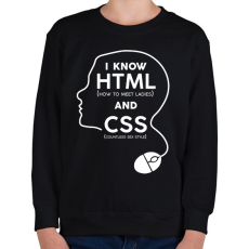 PRINTFASHION I know HTML and CSS - Gyerek pulóver - Fekete