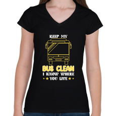 PRINTFASHION I know where you live - Női V-nyakú póló - Fekete
