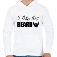 PRINTFASHION I like his beard - Férfi kapucnis pulóver - Fehér férfi pulóver, kardigán