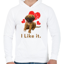 PRINTFASHION i like it - Férfi kapucnis pulóver - Fehér férfi pulóver, kardigán