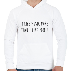 PRINTFASHION I like music... - Férfi kapucnis pulóver - Fehér