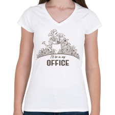 PRINTFASHION I'll be in my office - Kertészkedés - Női V-nyakú póló - Fehér női póló