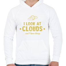 PRINTFASHION I look at clouds - Férfi kapucnis pulóver - Fehér