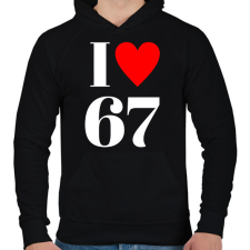 PRINTFASHION I LOVE 67 - Férfi kapucnis pulóver - Fekete férfi pulóver, kardigán