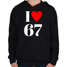 PRINTFASHION I LOVE 67 - Gyerek kapucnis pulóver - Fekete gyerek pulóver, kardigán