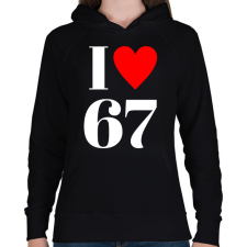 PRINTFASHION I LOVE 67 - Női kapucnis pulóver - Fekete női pulóver, kardigán