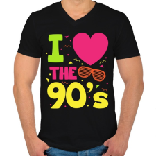 PRINTFASHION I love 90's - Férfi V-nyakú póló - Fekete férfi póló