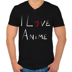 PRINTFASHION I love anime - Férfi V-nyakú póló - Fekete