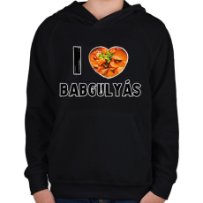 PRINTFASHION I love babgulyás - Gyerek kapucnis pulóver - Fekete