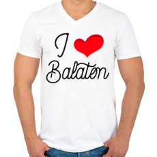 PRINTFASHION I love Balaton - Férfi V-nyakú póló - Fehér