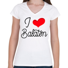 PRINTFASHION I love Balaton - Női V-nyakú póló - Fehér