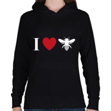 PRINTFASHION I love Bee - Női kapucnis pulóver - Fekete női pulóver, kardigán