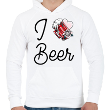 PRINTFASHION I love Beer - Férfi kapucnis pulóver - Fehér férfi pulóver, kardigán