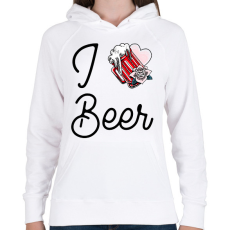 PRINTFASHION I love Beer - Női kapucnis pulóver - Fehér
