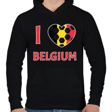 PRINTFASHION I love Belgium - Férfi kapucnis pulóver - Fekete