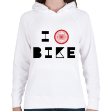 PRINTFASHION I love bike (black) - Női kapucnis pulóver - Fehér