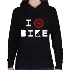 PRINTFASHION I love bike (white) - Női kapucnis pulóver - Fekete