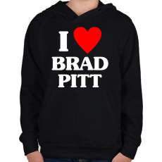 PRINTFASHION I love brad pitt - Gyerek kapucnis pulóver - Fekete