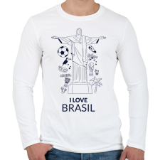 PRINTFASHION I LOVE BRASIL - Férfi hosszú ujjú póló - Fehér férfi póló