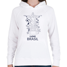 PRINTFASHION I LOVE BRASIL - Női kapucnis pulóver - Fehér női pulóver, kardigán
