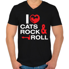 PRINTFASHION i_love_cats - Férfi V-nyakú póló - Fekete