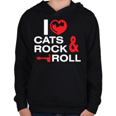 PRINTFASHION i_love_cats - Gyerek kapucnis pulóver - Fekete