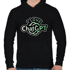 PRINTFASHION I love ChatGPT - Férfi kapucnis pulóver - Fekete férfi pulóver, kardigán