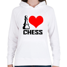 PRINTFASHION I love chess - Női kapucnis pulóver - Fehér