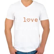PRINTFASHION I love coding - Férfi V-nyakú póló - Fehér férfi póló