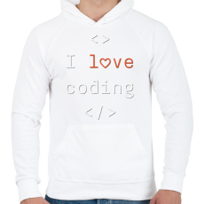 PRINTFASHION I love coding, szeretek programozni - Férfi kapucnis pulóver - Fehér