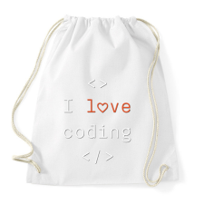 PRINTFASHION I love coding, szeretek programozni - Sportzsák, Tornazsák - Fehér tornazsák
