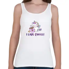 PRINTFASHION I love coffee Unikornis - Női atléta - Fehér női trikó