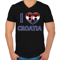 PRINTFASHION I love Croatia - Férfi V-nyakú póló - Fekete